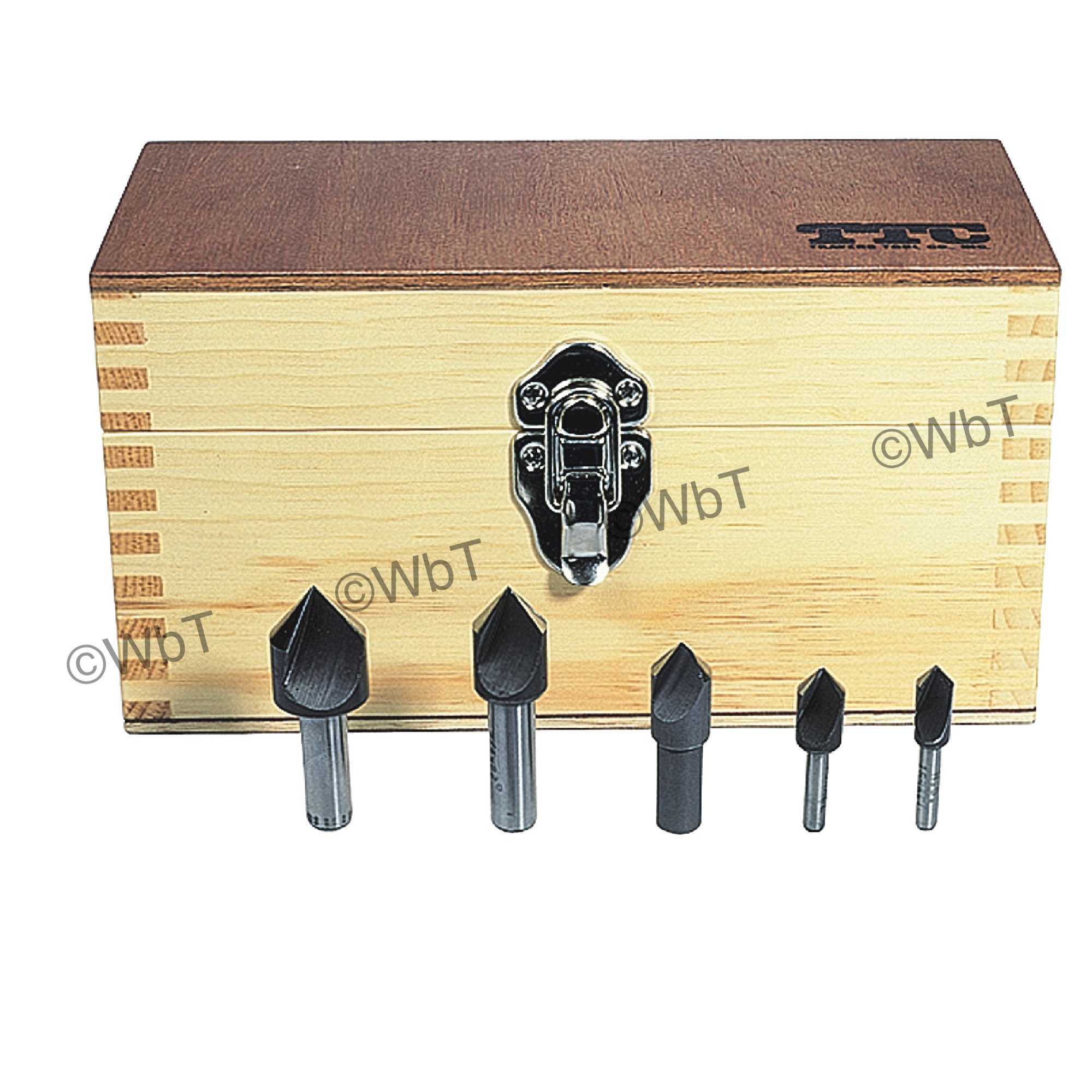 TTC PRODUCTION 1 Flute 5 Piece 1/4" to 1" High Speed Steel 82&#176; Included Angle Countersink Set