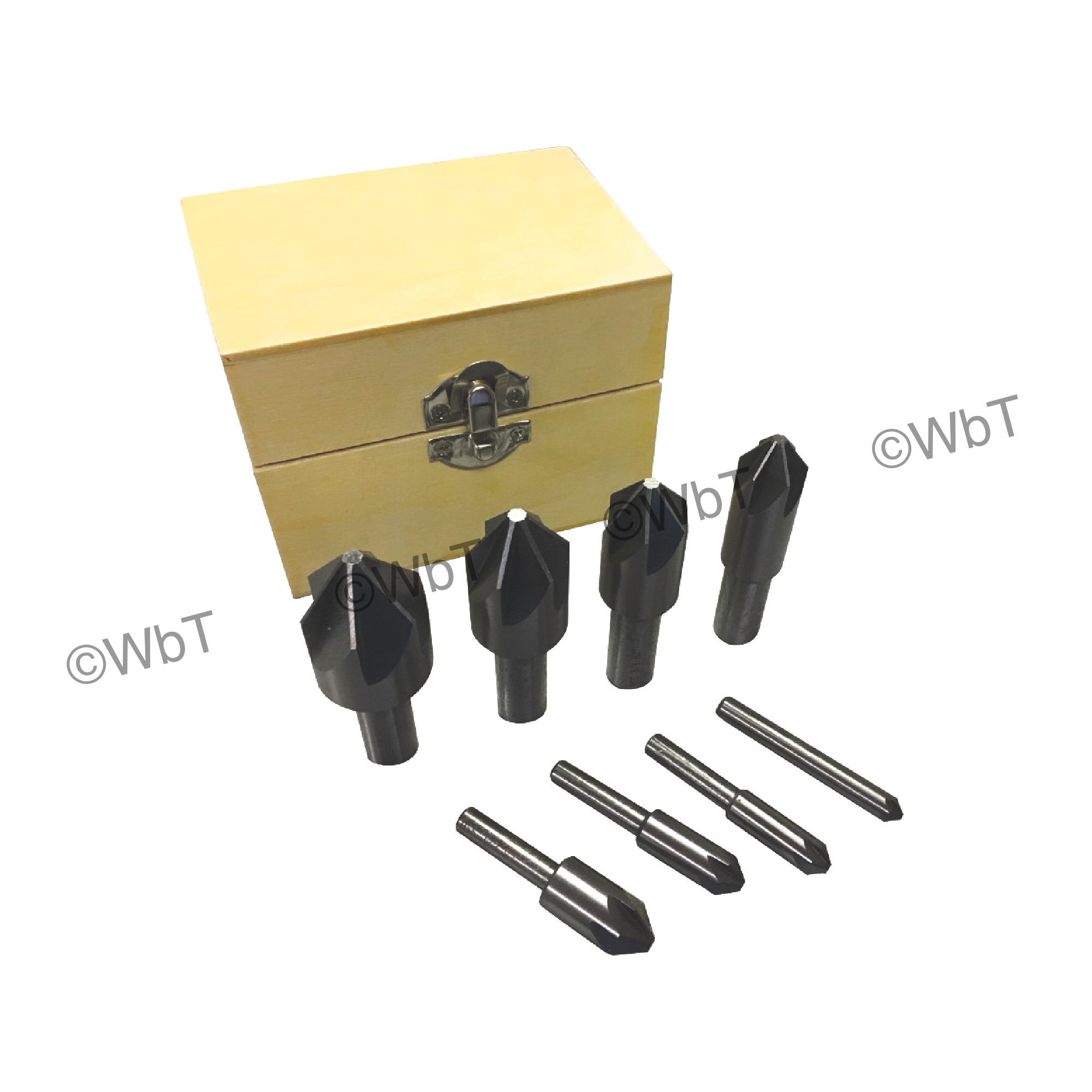 TTC PRODUCTION 6 Flute 8 Piece 1/4" to 1" High Speed Steel 82&#176; Included Angle Countersink Set