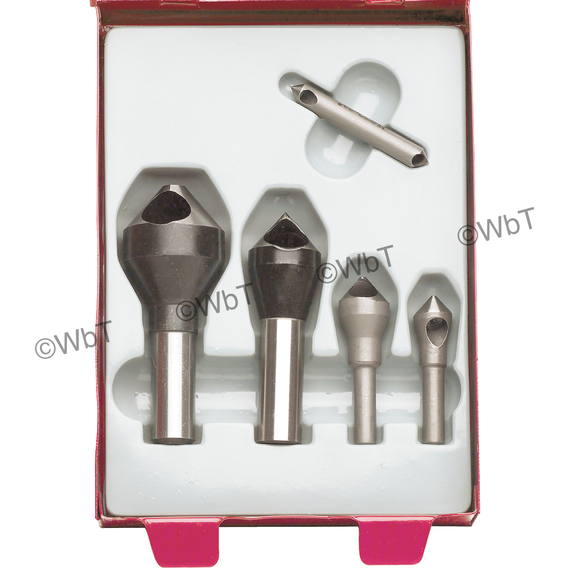 TTC PRODUCTION 0 Flute 5 Piece #0 to #4 High Speed Steel 82&#176; Included Angle Countersink Set