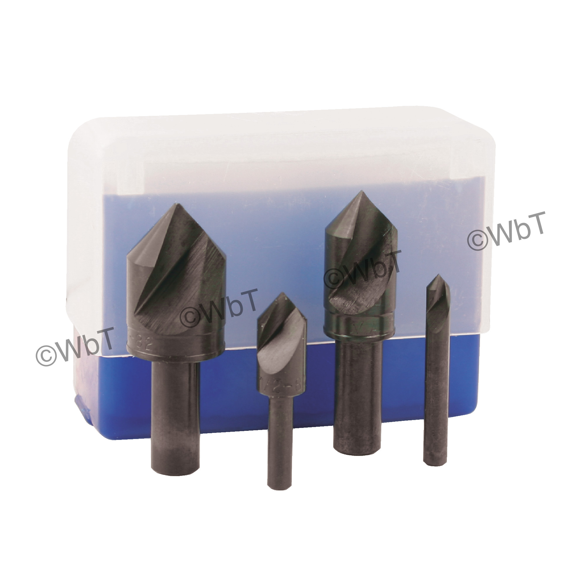 M.A. FORD 1 Flute 4 Piece 1/4" to 1" High Speed Steel 82&#176; Included Angle Countersink Set