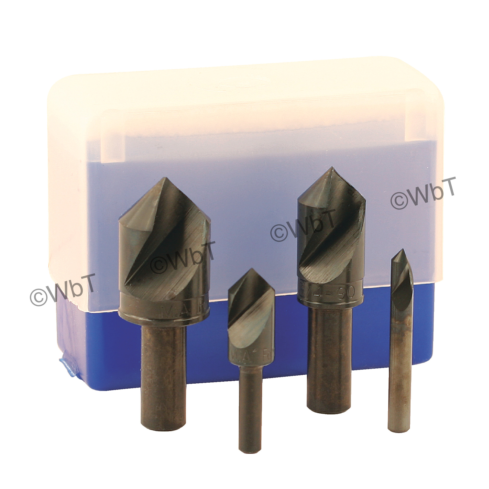 M.A. FORD 1 Flute 4 Piece 1/4" to 1" High Speed Steel 90&#176; Included Angle Countersink Set