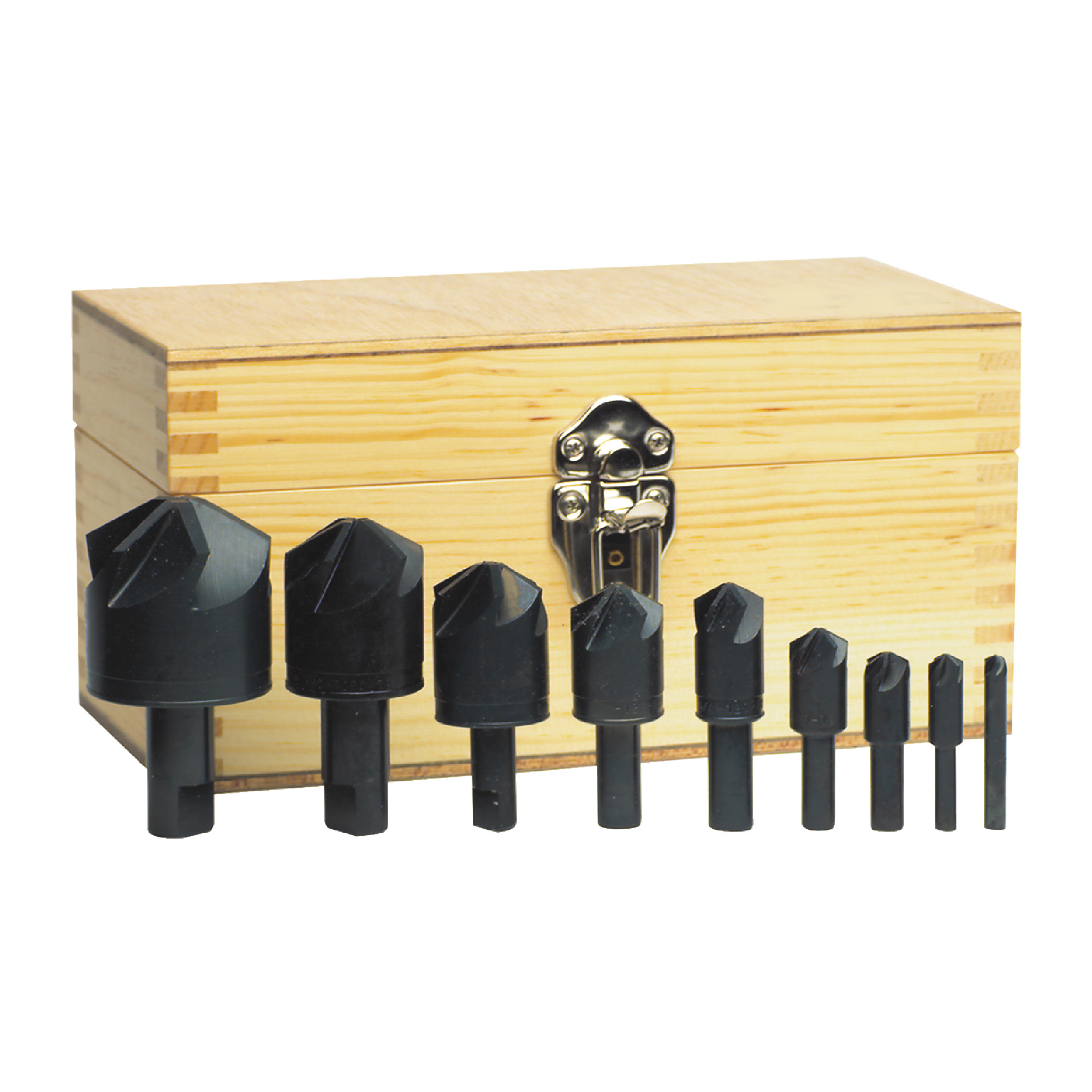 M.A. FORD 6 Flute 9 Piece 1/4" to 2" High Speed Steel 120&#176; Included Angle Countersink Set