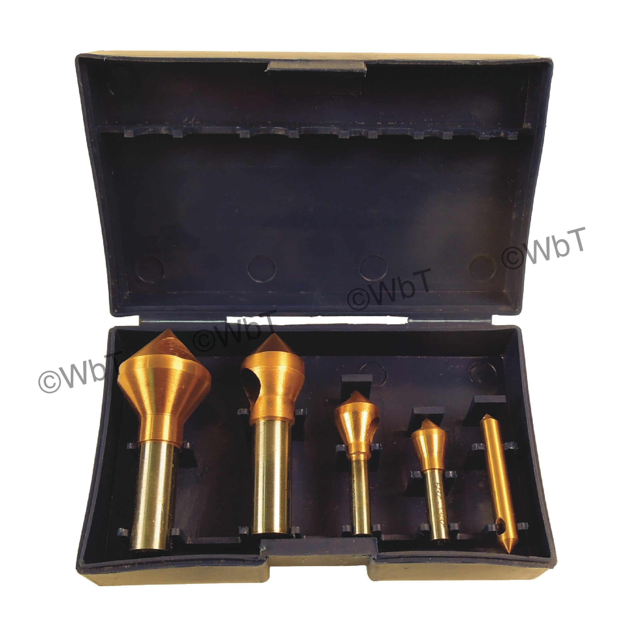 TTC PRODUCTION 0 Flute 5 Piece #0 to #4 High Speed Steel 82&#176; Included Angle Countersink Set