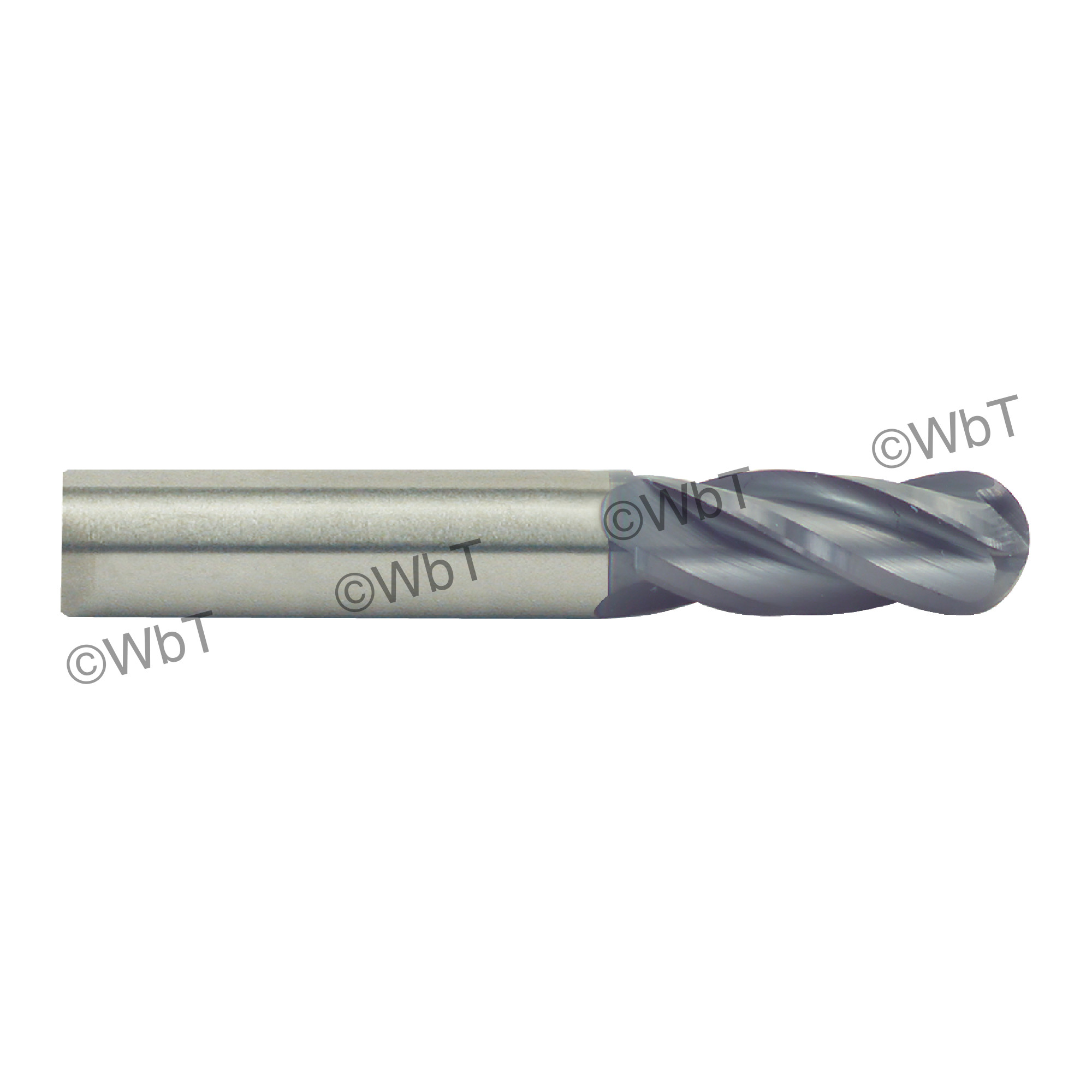 4 Flute AITiN Coated Solid Carbide Ball Nose Single End Mill