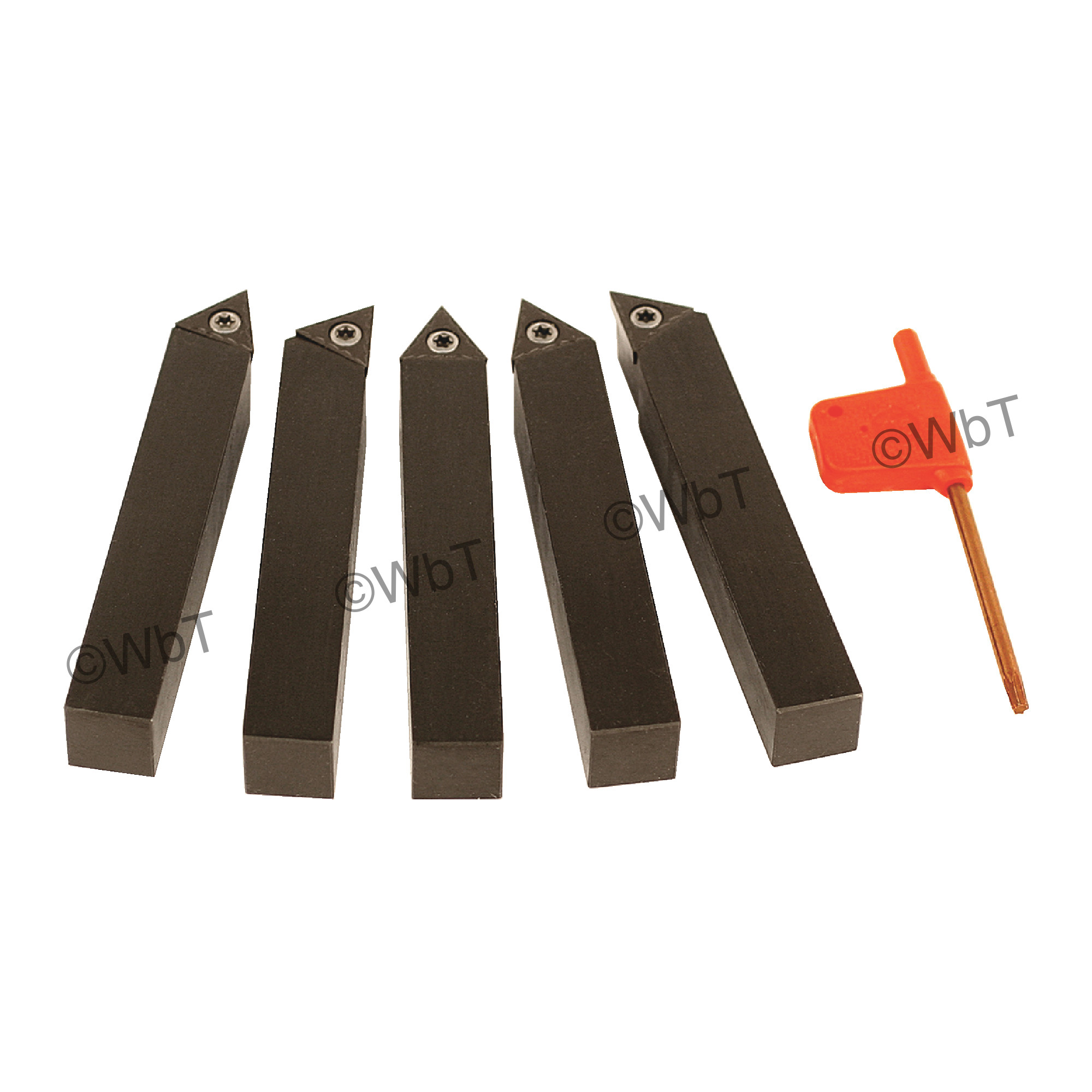 TERRA CARBIDE - 5 Piece External Turning Set with Inserts / Accepts TCMT2(1.5)_ Inserts / 3/8" Shank
