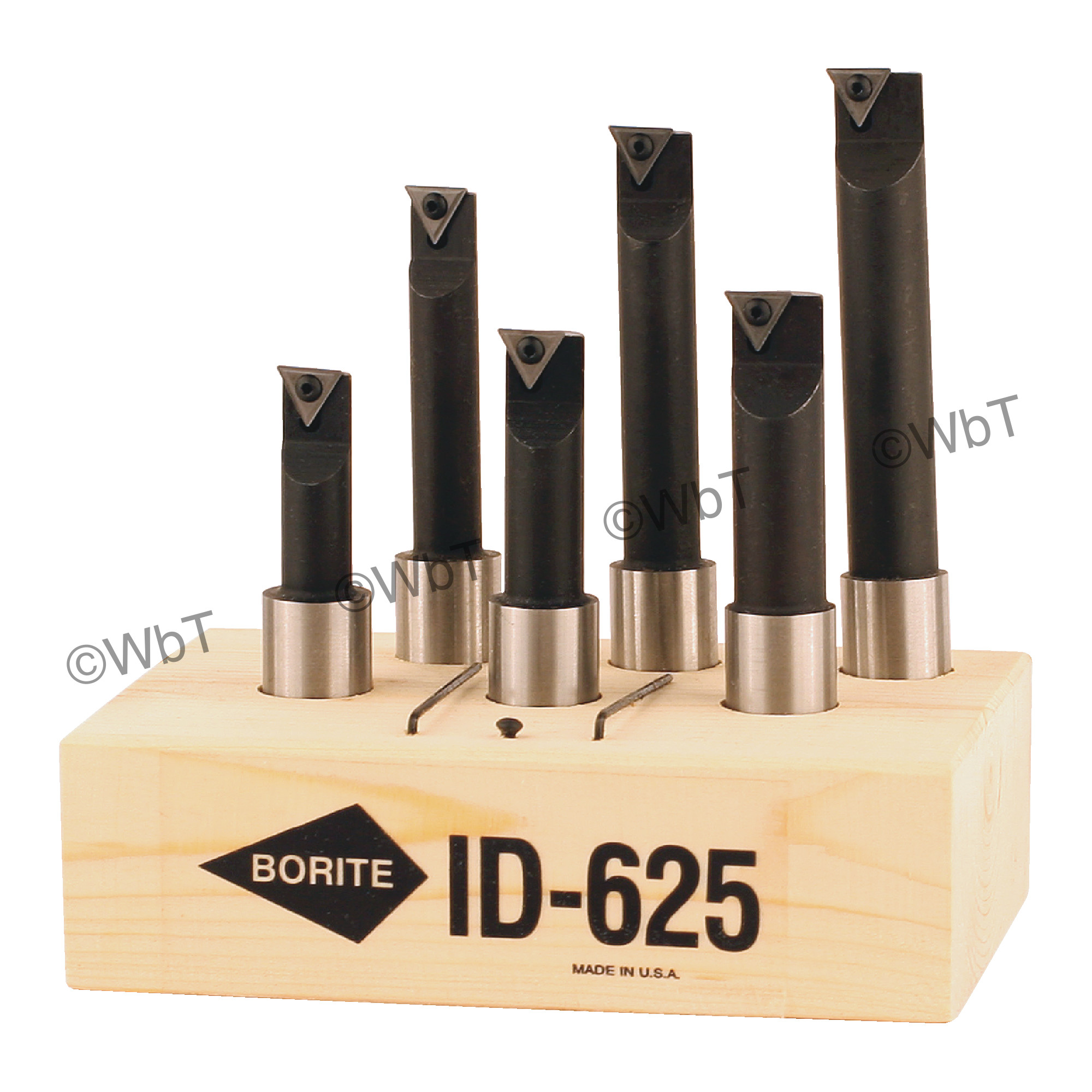BORITE - ID-625 SET Steel / Boring Bar Set with 6 Different 5/8" With BTT-221 C5 Uncoated Inserts / Right Hand