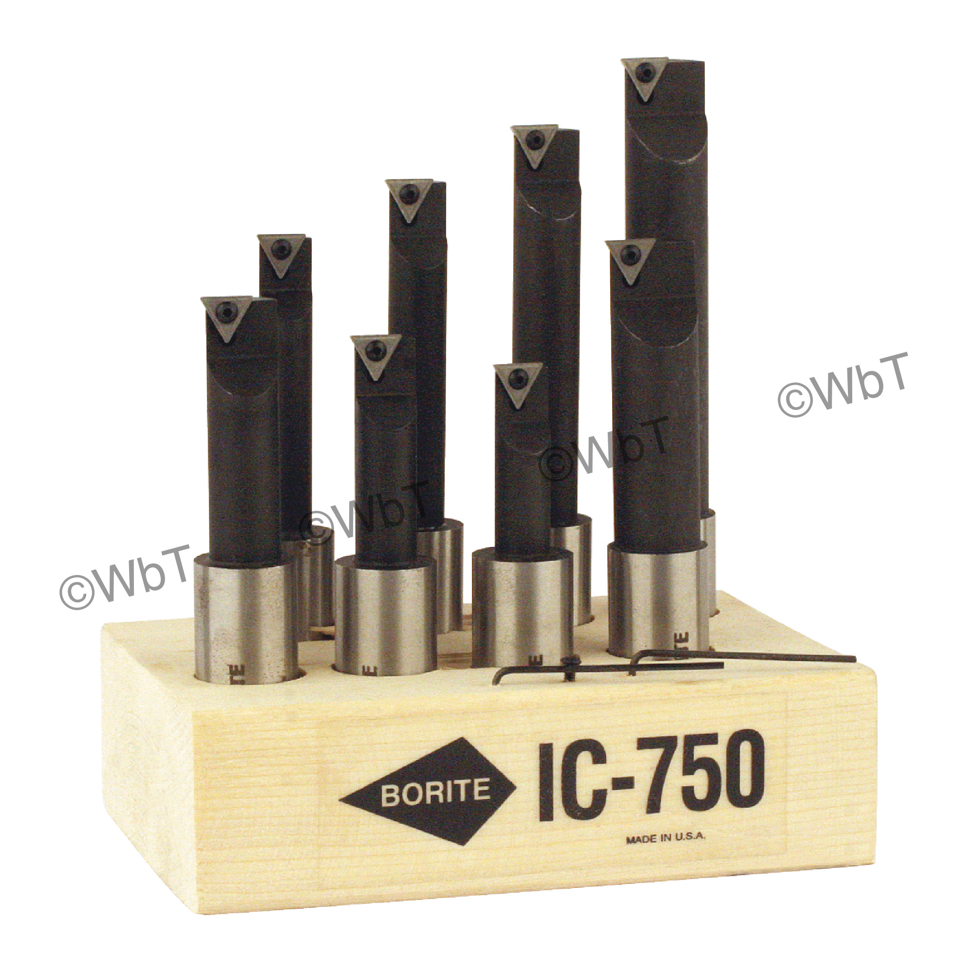 BORITE - IC-750 SET Steel / Boring Bar Set with 8 Different 3/4" With BTT-221 C5 Uncoated Inserts / Right Hand