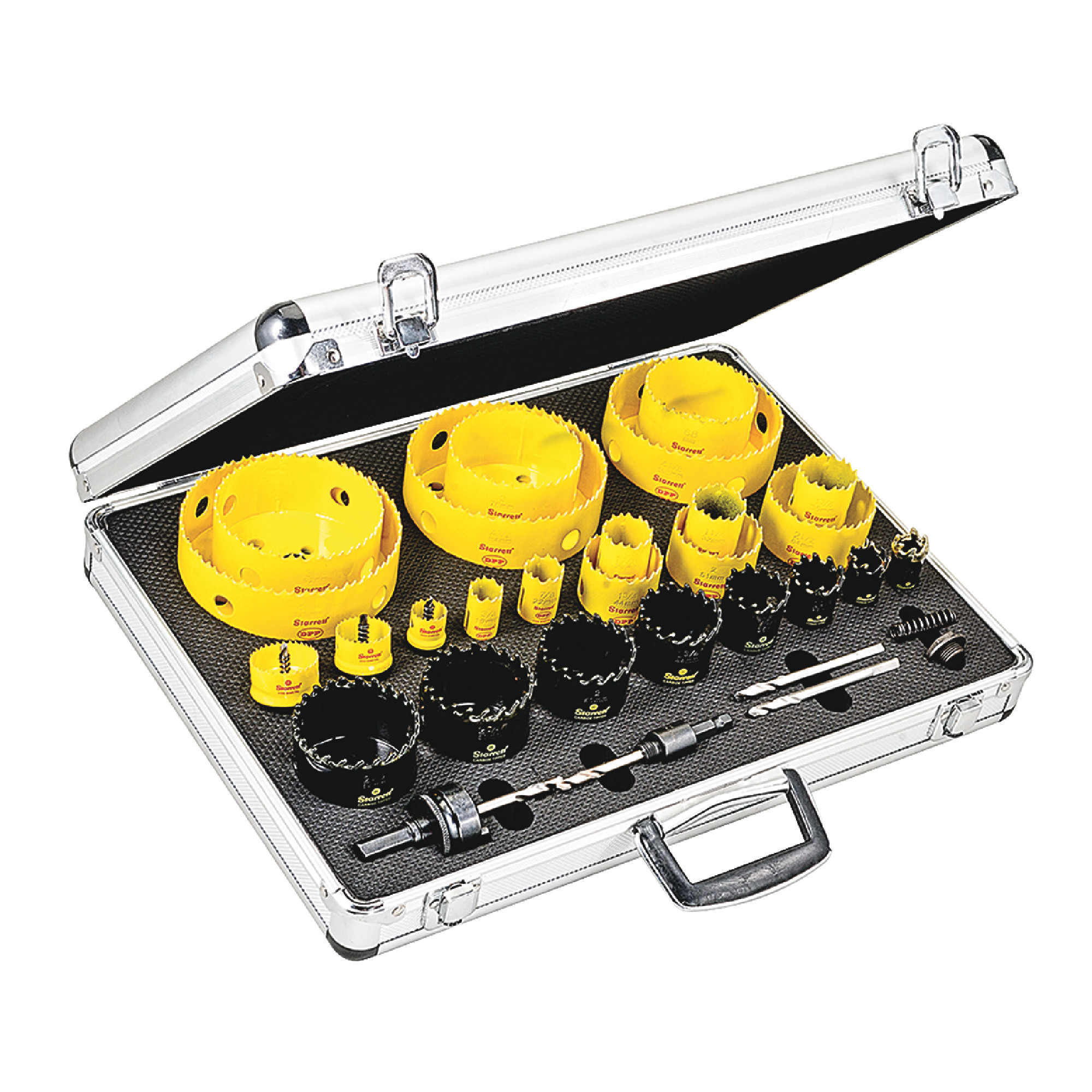 Starrett KMX25061-N 31 Piece Bi-Metal/Carbide Tipped/Cordless Smooth Cut Electrician's Hole Saw Set with Aluminum Case