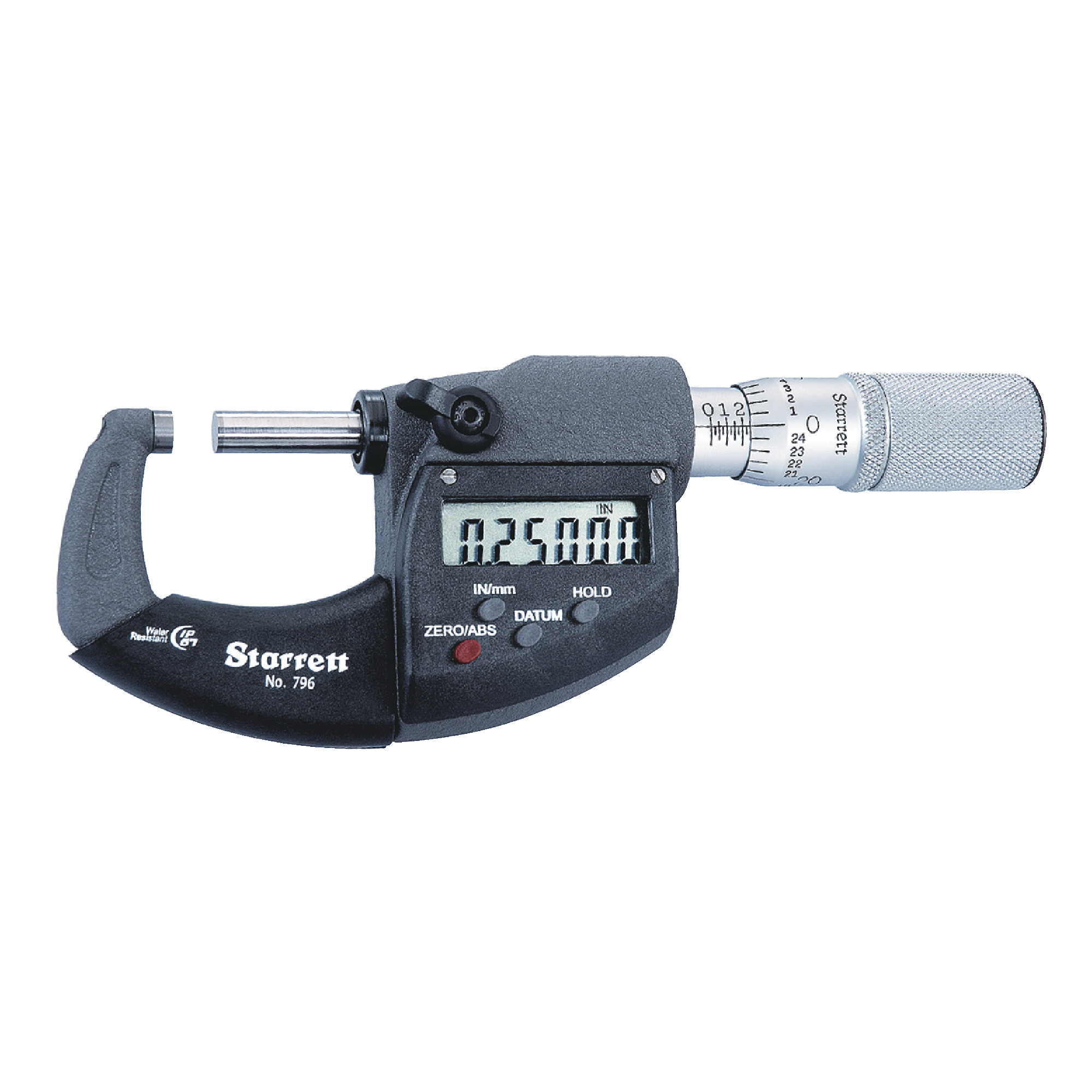 01" IP67 Friction Thimble Electronic Micrometer Flat End Spindle