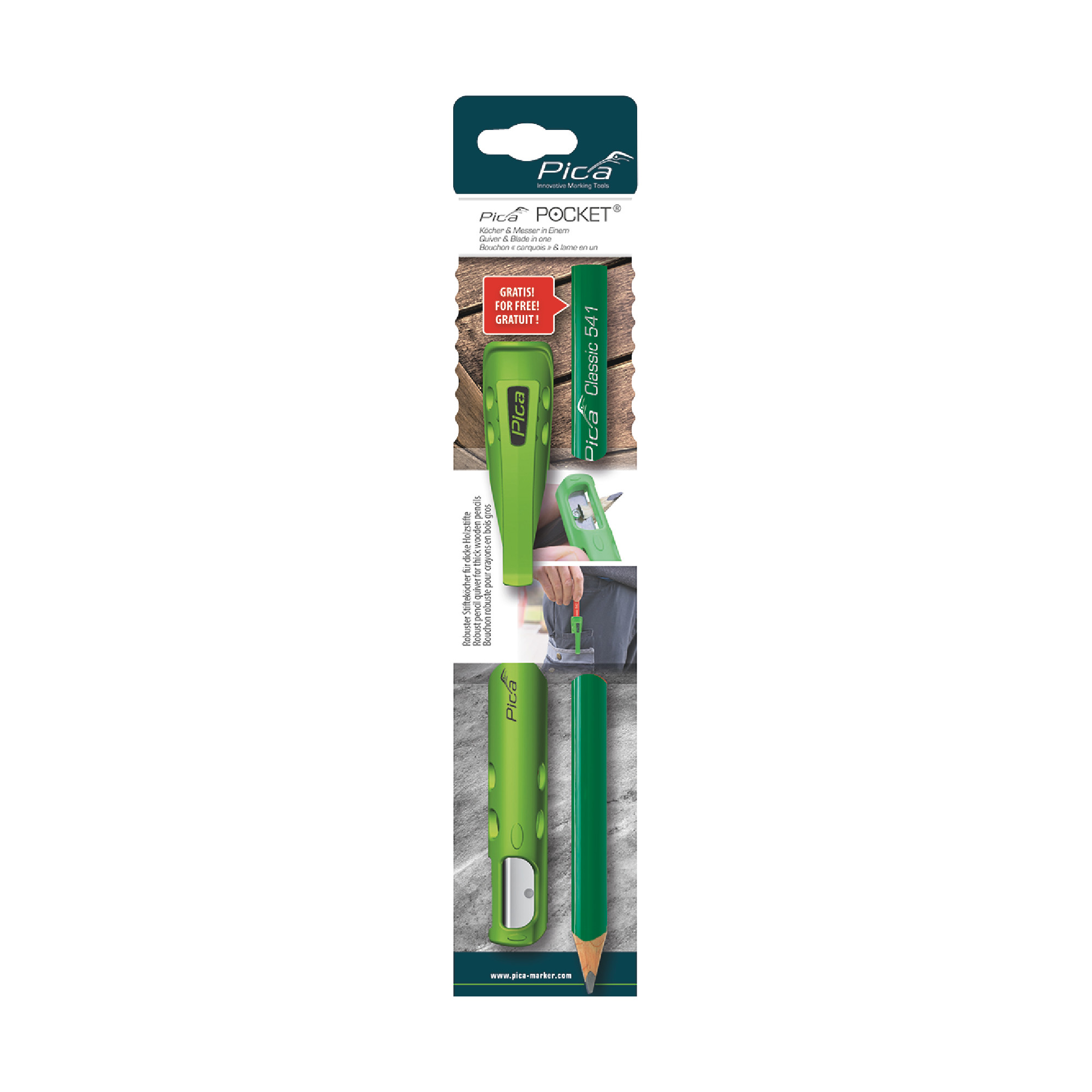 POCKET&reg; Quiver & Blade In One With 2 Pica Classic Stonemason Pencils