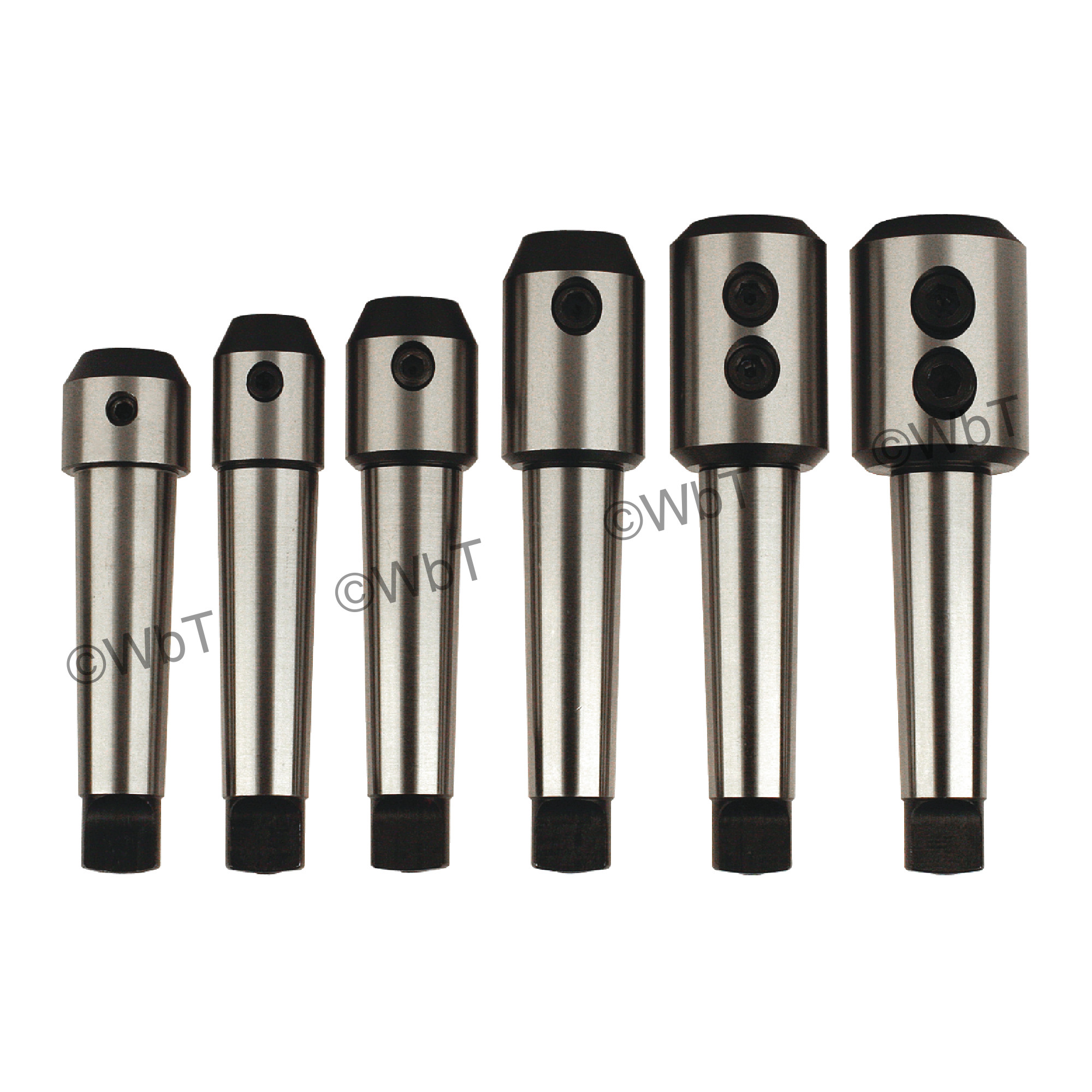 6 PC Morse Taper End Mill Holder Set - Tanged End