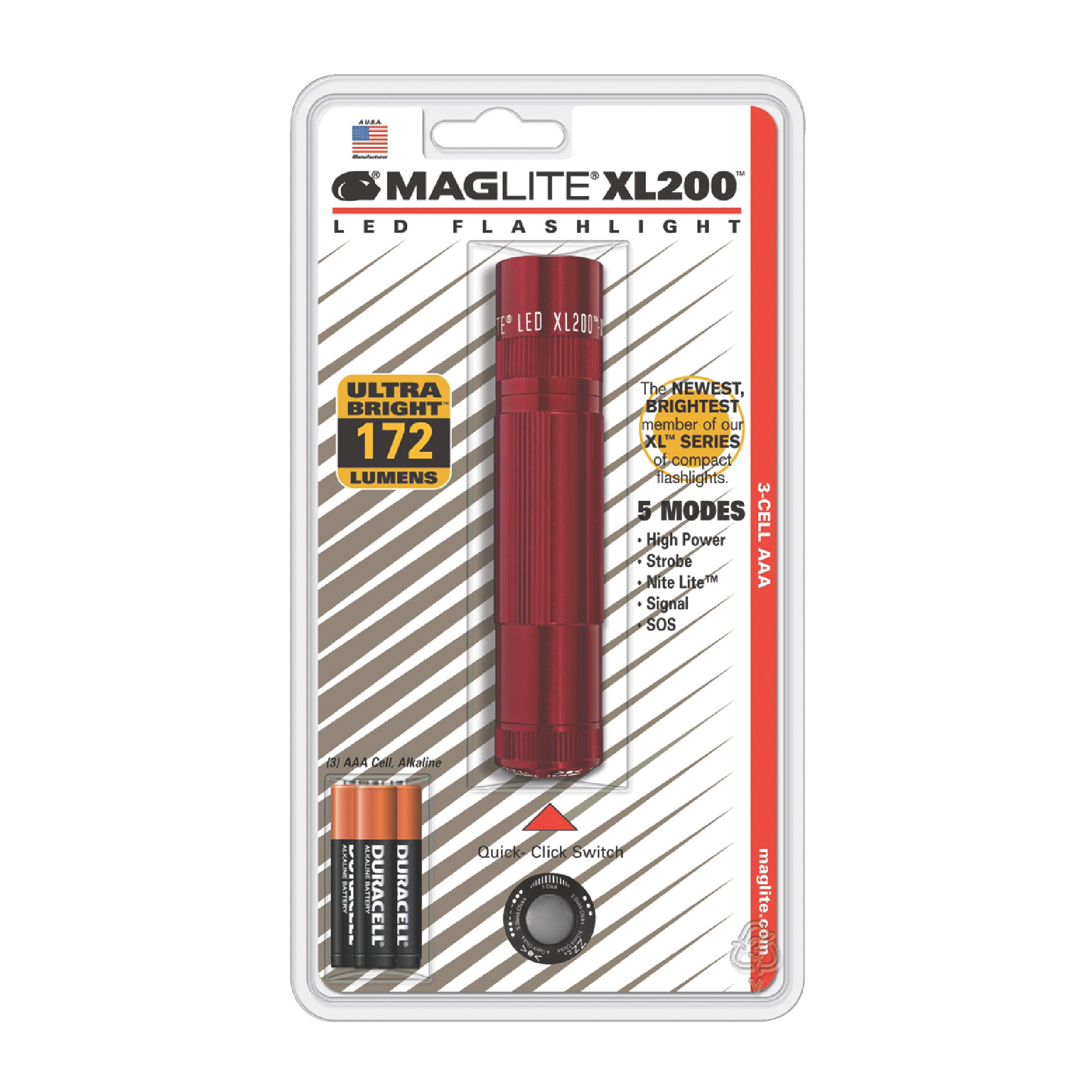 XL200-S3036 3-CELL LED RED FLASHLGHT - MAG-LITE