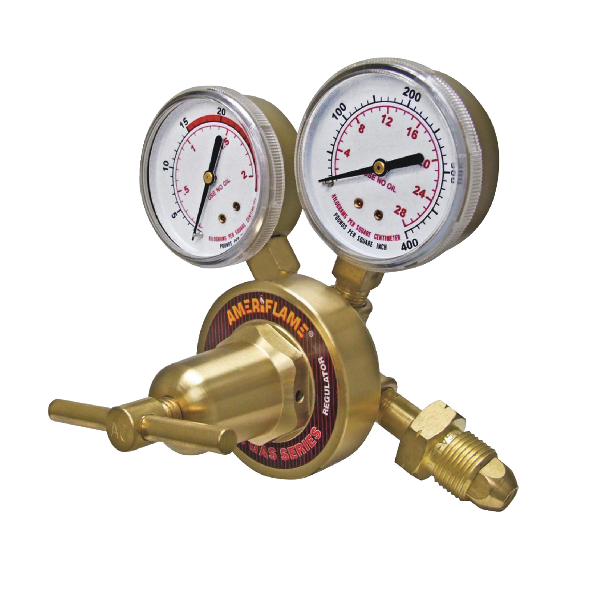 Heavy Duty Single Stage Acetylene Regulator With 2-1/2" Dual Scale Gauges