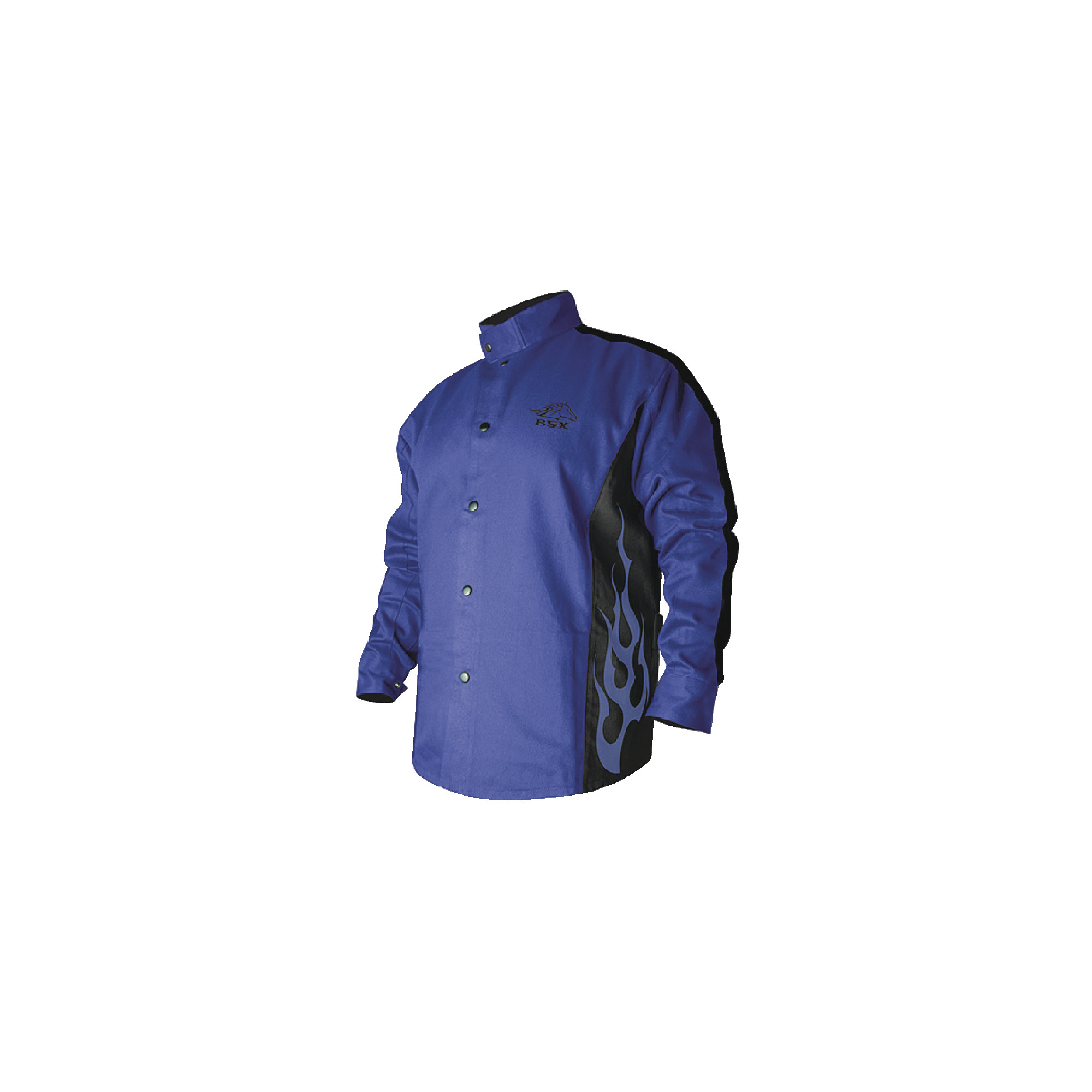 BSX Stryker Blue With Blue Flames Fire Resistant Welding Jacket - Size XXXL