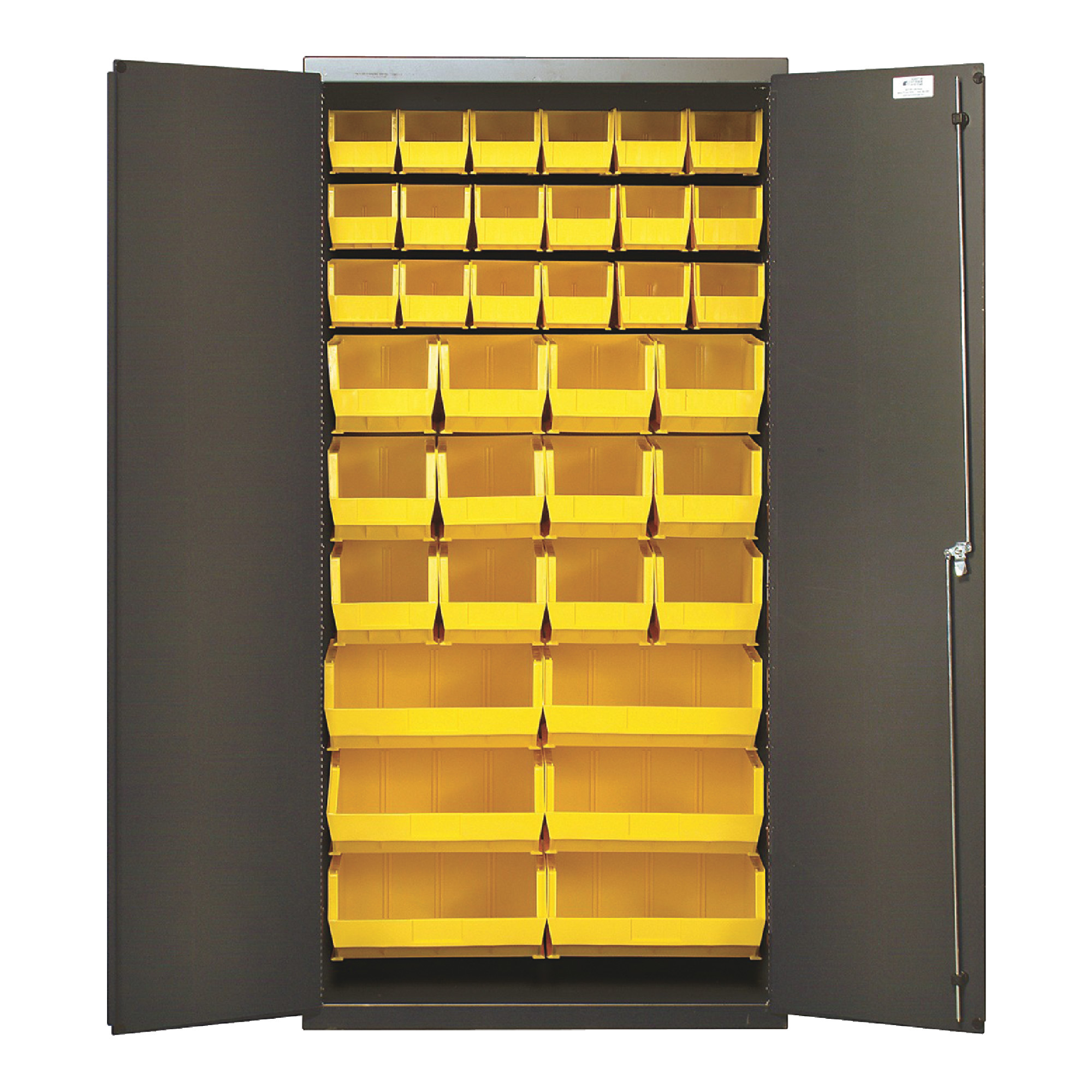 QUANTUM STORAGE SYSTEMS 36" Wide All Welded Floor Cabinet With 36 Yellow Bins