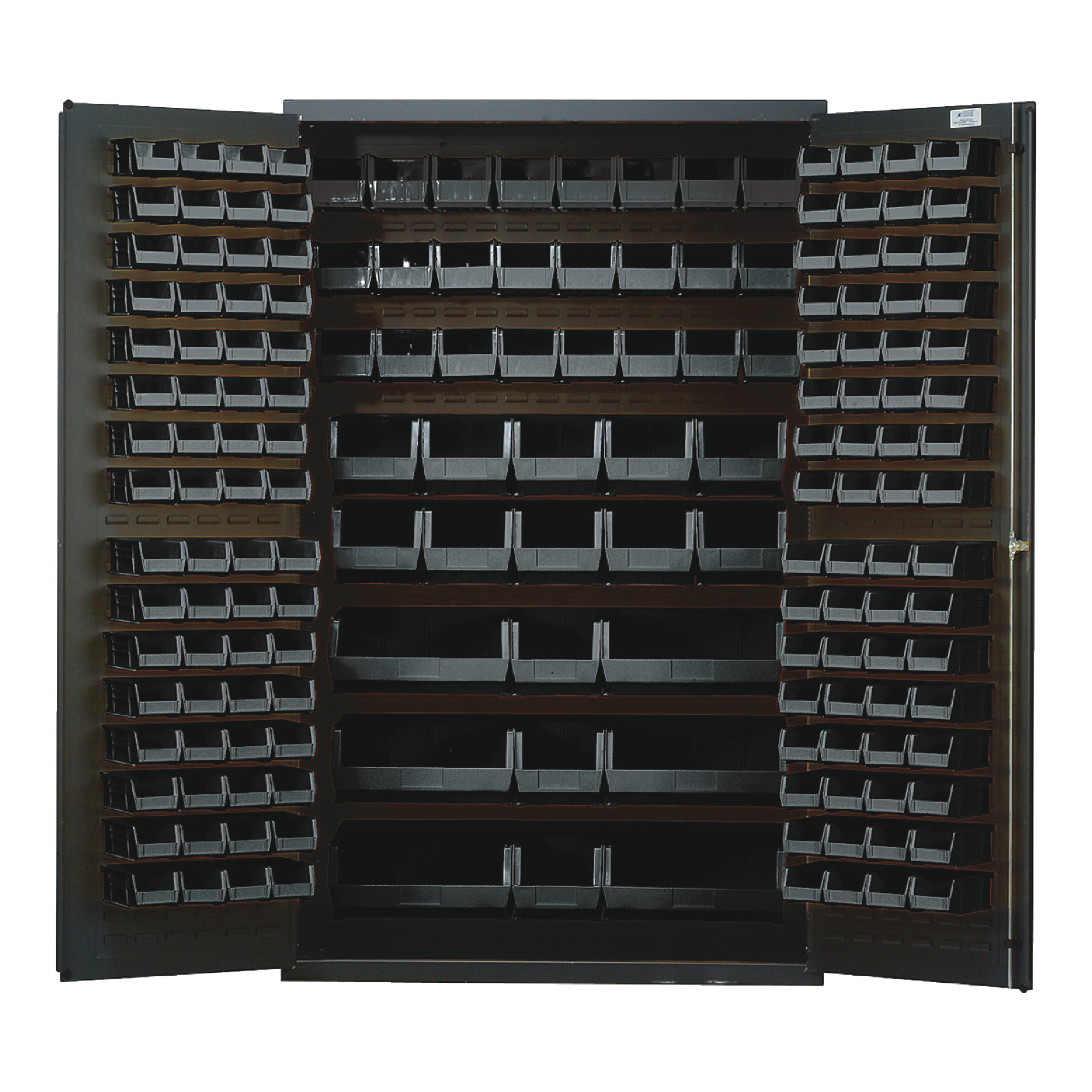 QUANTUM STORAGE SYSTEMS 48" Wide All Welded Floor Cabinet With 171 Black Bins