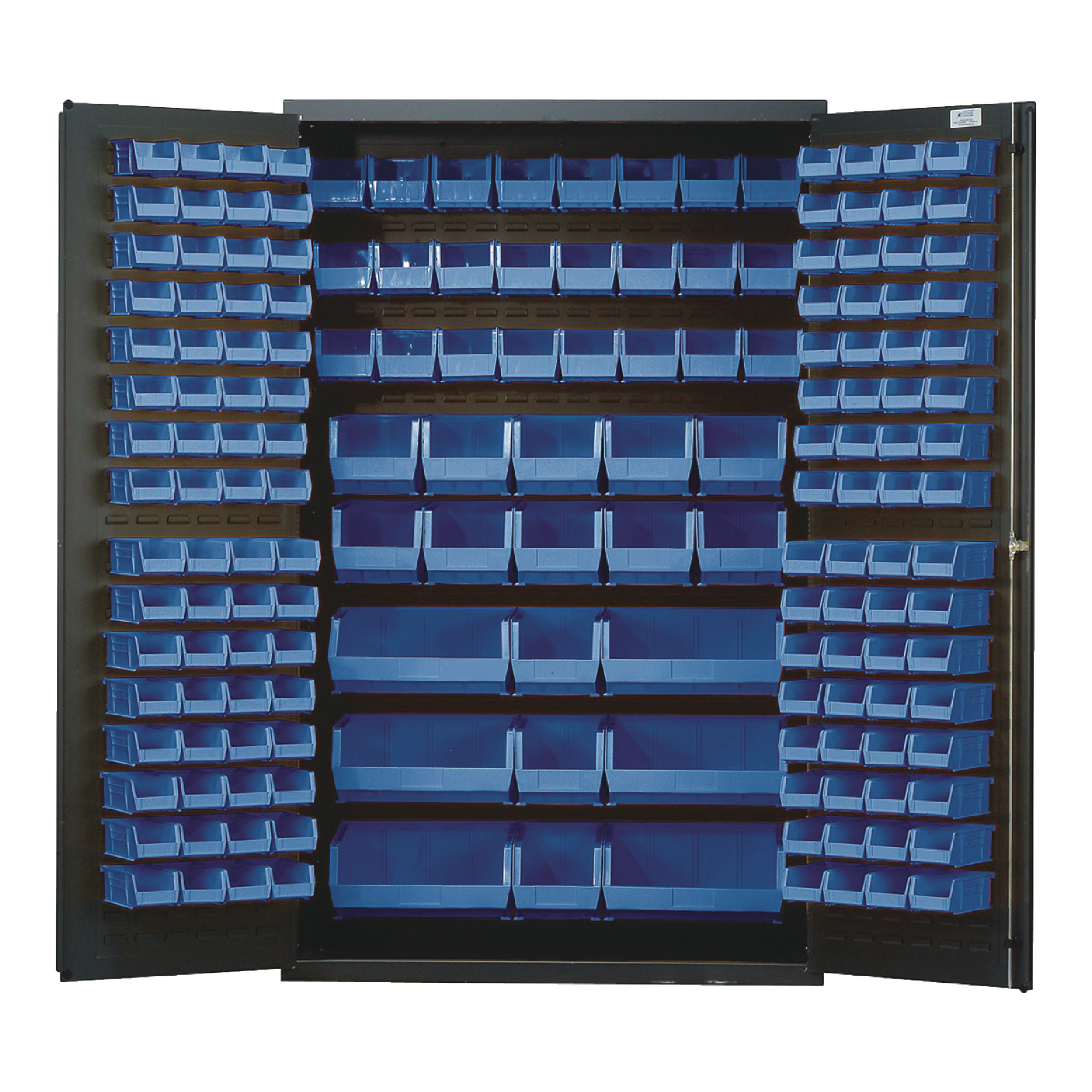 QUANTUM STORAGE SYSTEMS 48" Wide All Welded Floor Cabinet With 171 Blue Bins