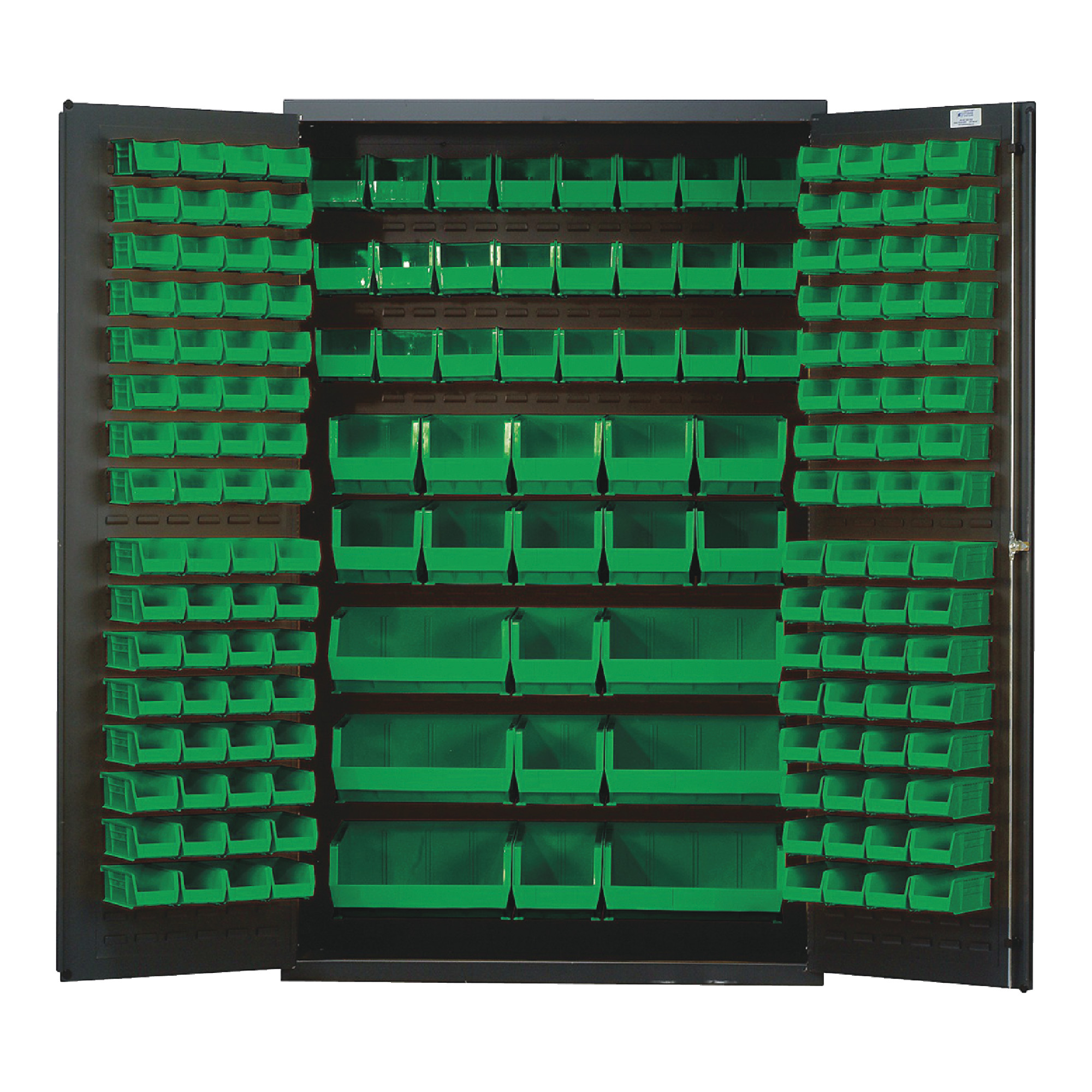 QUANTUM STORAGE SYSTEMS 48" Wide All Welded Floor Cabinet With 171 Green Bins