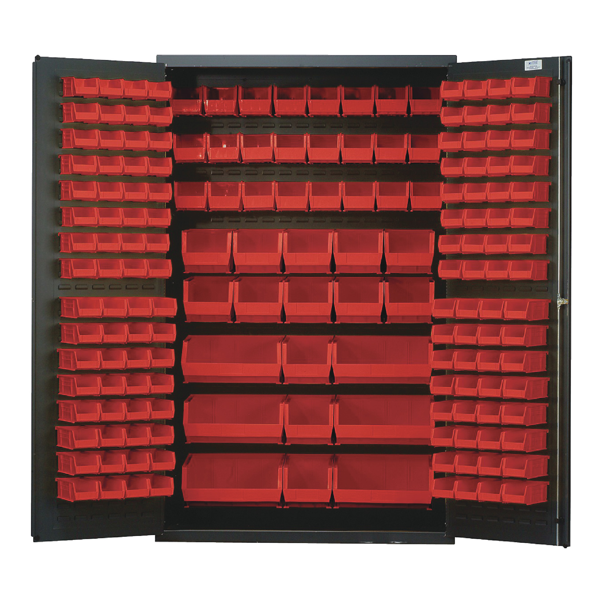 QUANTUM STORAGE SYSTEMS 48" Wide All Welded Floor Cabinet With 171 Red Bins