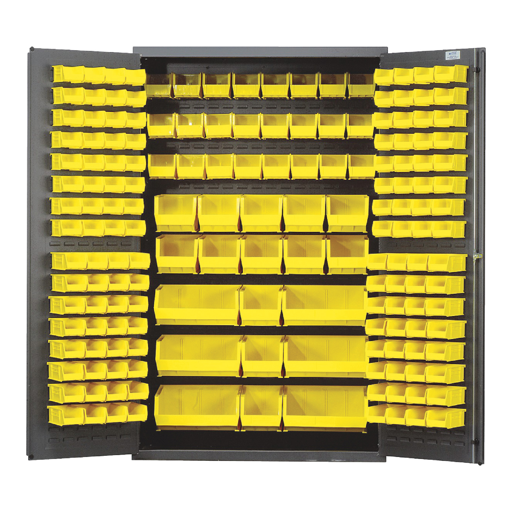 QUANTUM STORAGE SYSTEMS 48" Wide All Welded Floor Cabinet With 171 Yellow Bins