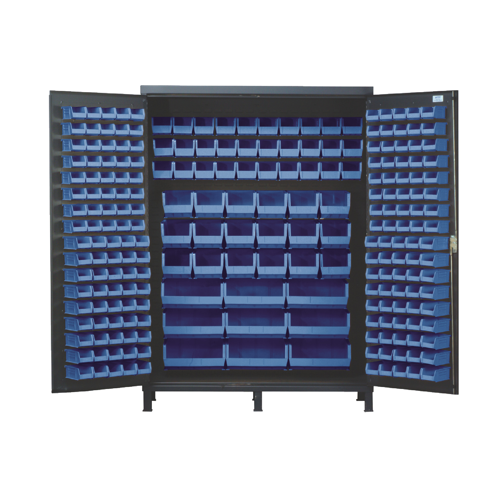 QUANTUM STORAGE SYSTEMS 60" Super Wide Colossal Heavy-Duty Floor Cabinet With 227 Blue Bins