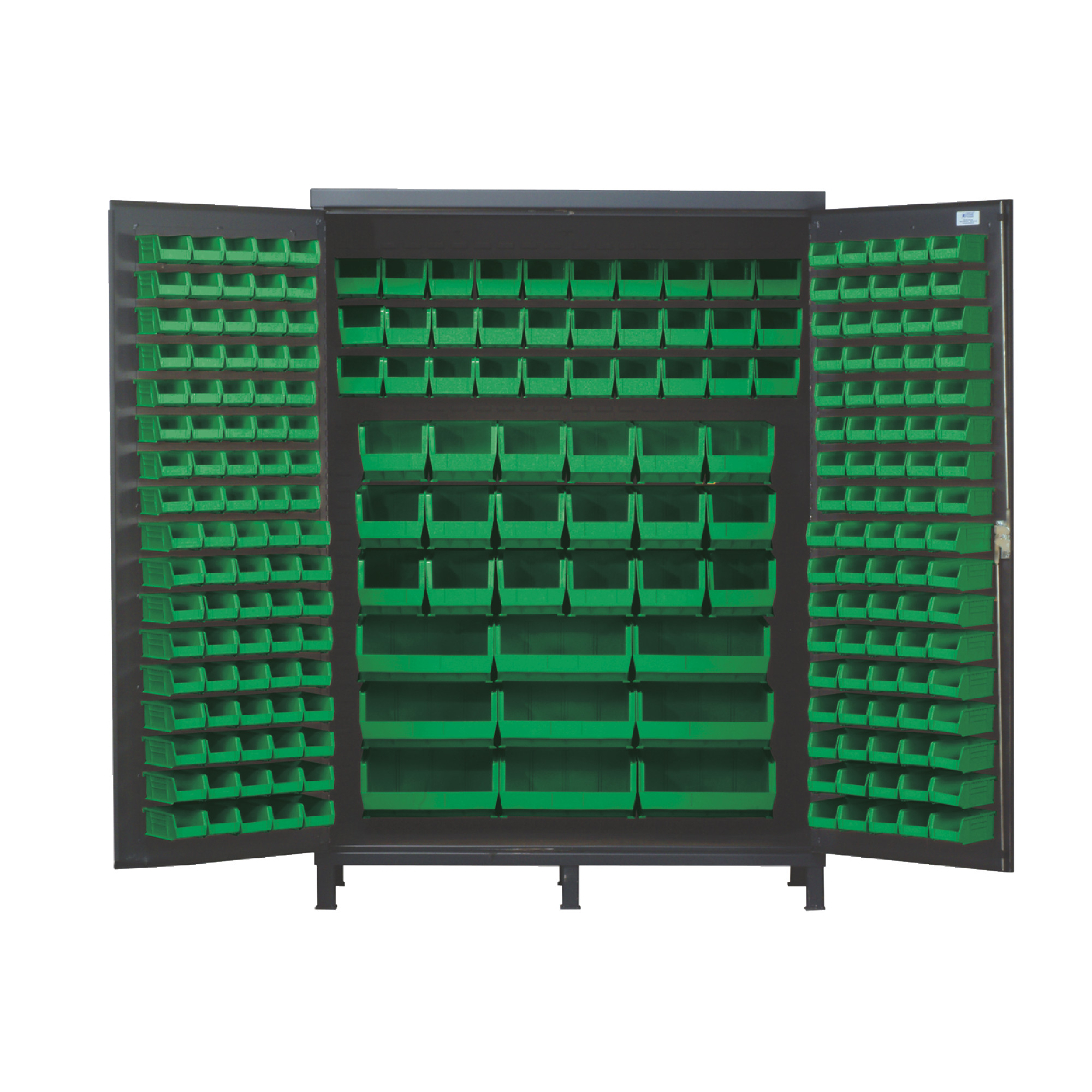QUANTUM STORAGE SYSTEMS 60" Super Wide Colossal Heavy-Duty Floor Cabinet With 227 Green Bins
