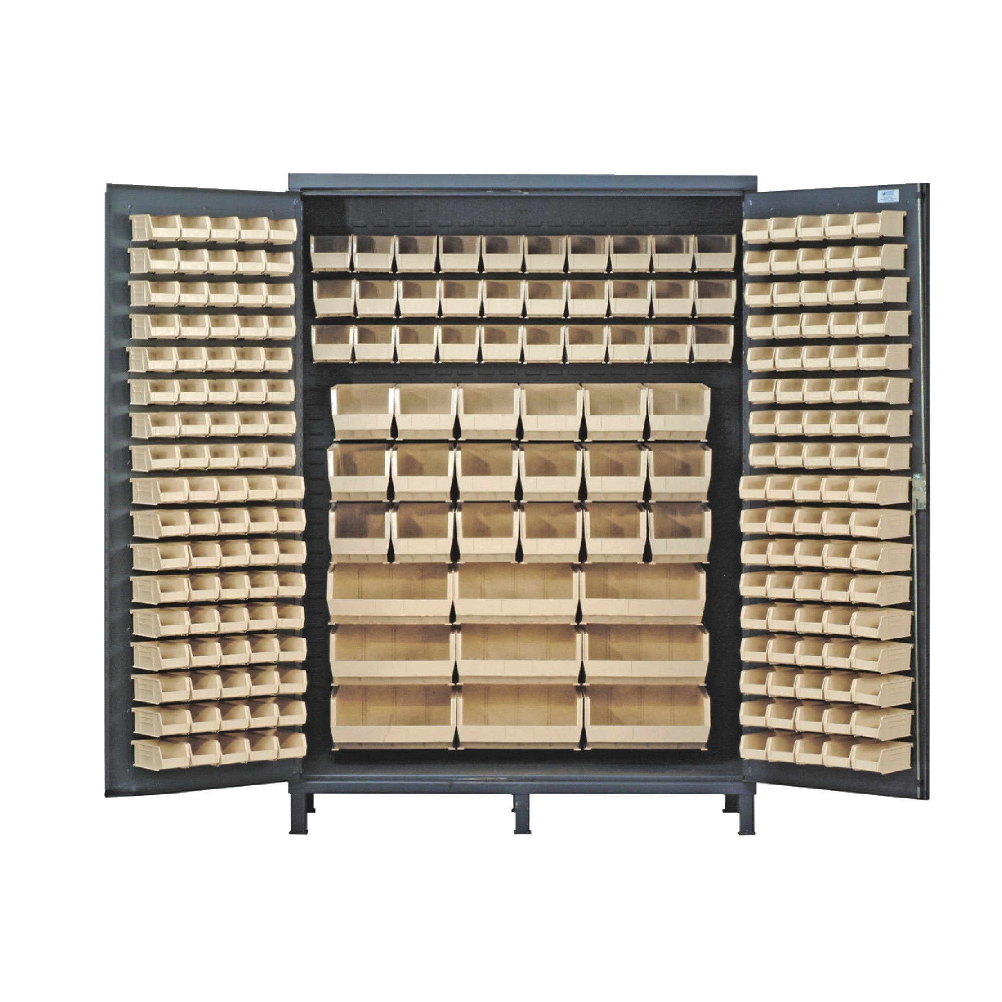 QUANTUM STORAGE SYSTEMS 60" Super Wide Colossal Heavy-Duty Floor Cabinet With 227 Ivory Bins