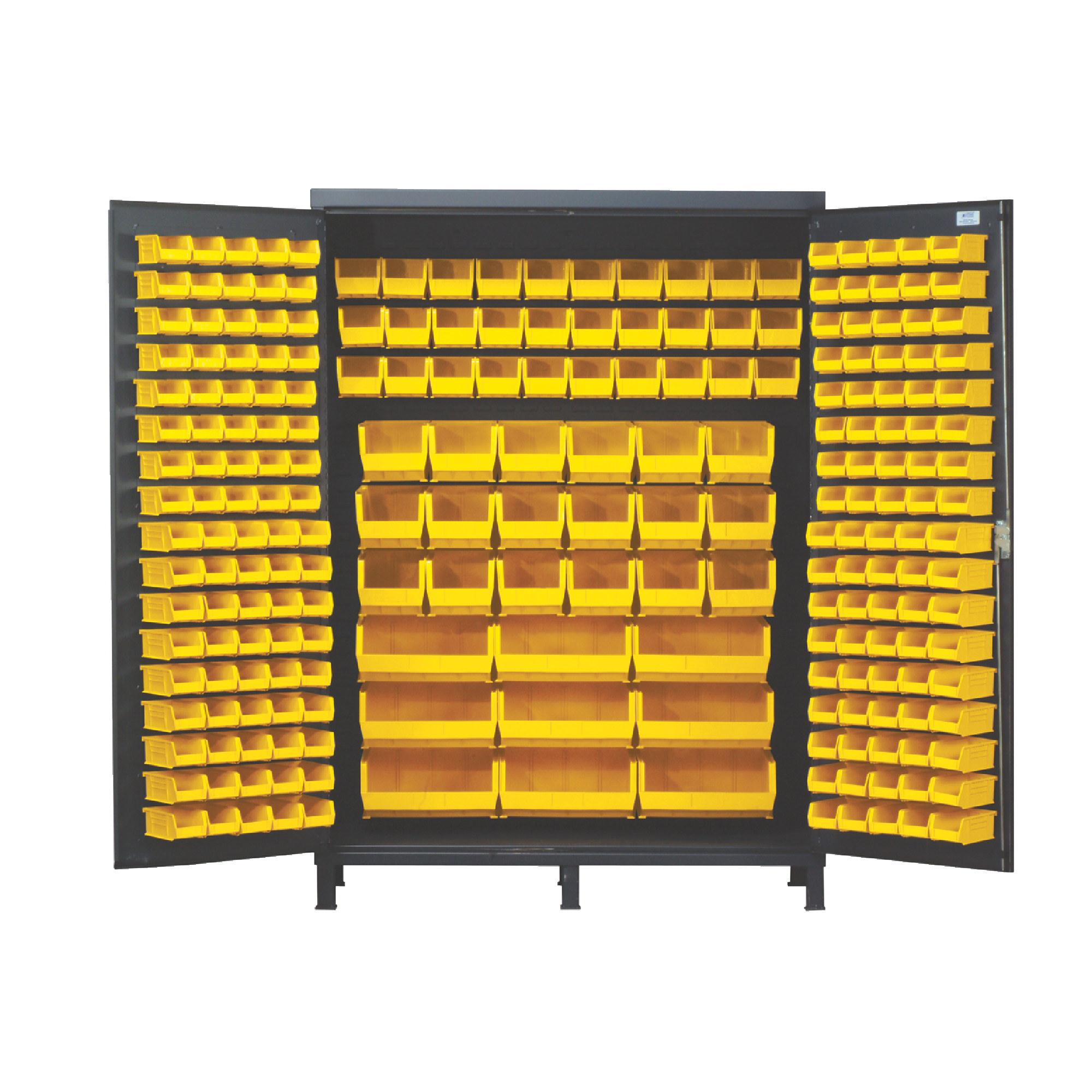 QUANTUM STORAGE SYSTEMS 60" Super Wide Colossal Heavy-Duty Floor Cabinet With 227 Yellow Bins