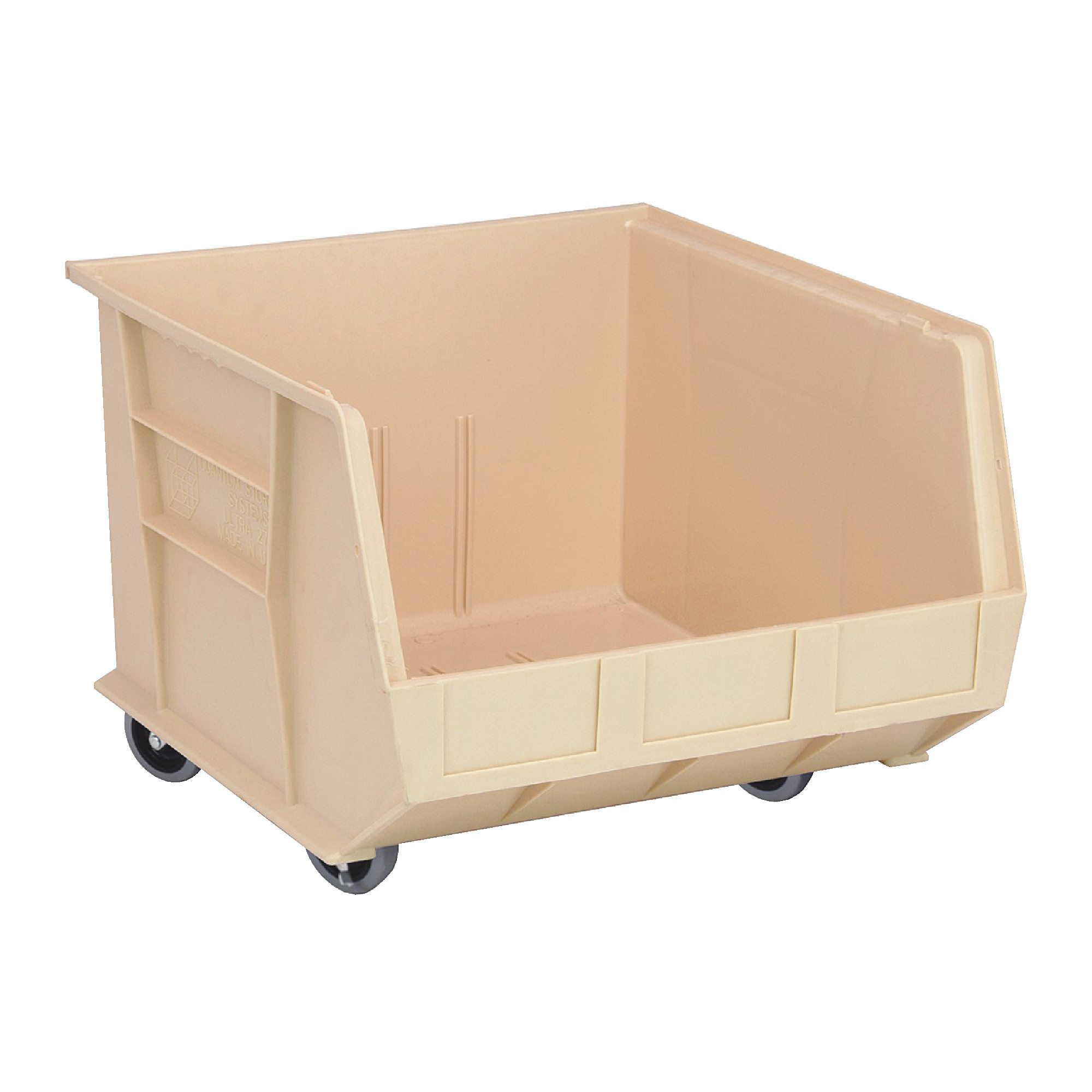 QUANTUM STORAGE SYSTEMS 18" x 16-1/2" x 11" Ivory Ultra Stanck & Hang Mobile Bins - 3/Pack